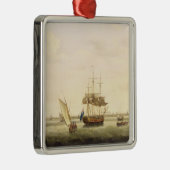 Die Fregatte "Überraschung" am Anker weg von Silbernes Ornament (Rechts)