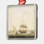 Die Fregatte "Überraschung" am Anker weg von Silbernes Ornament (Links)