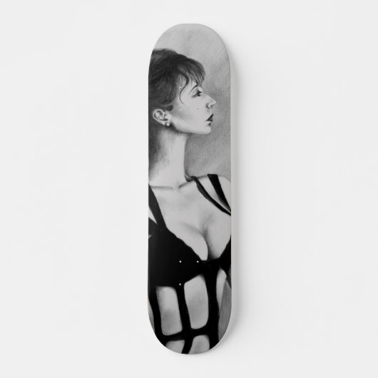 Die Freifrau Original Art Portrait Drawing Skateboard (Vorne)