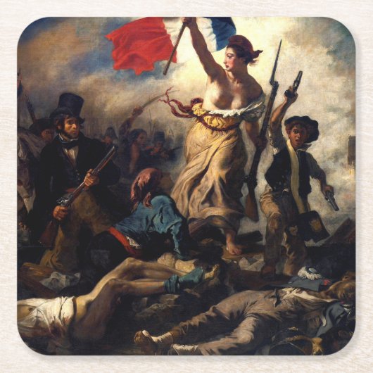 Die Freiheit, die das Volk führt, Eugene Delacroix Rechteckiger Pappuntersetzer (Vorderseite)