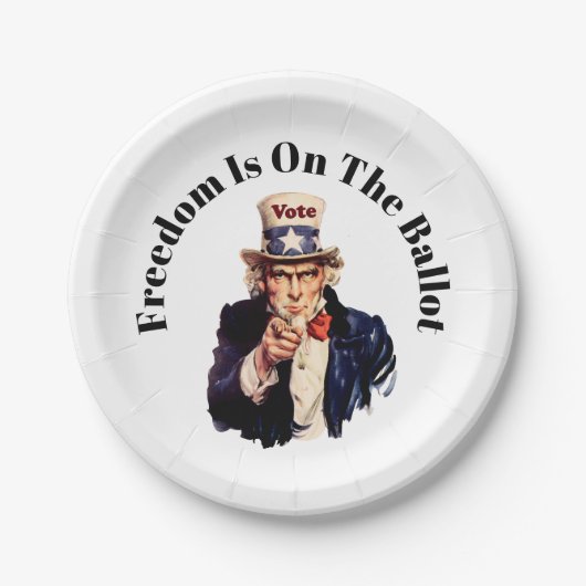 Die Freiheit steht 2026 an der Wahl Pappteller (Vorderseite)