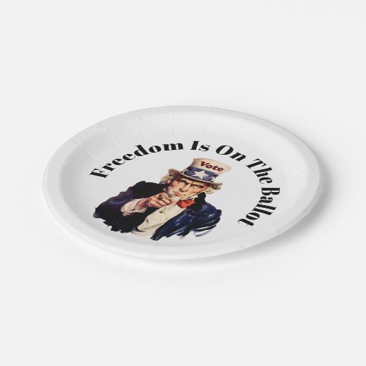 Die Freiheit steht 2026 an der Wahl Pappteller (Schrägansicht)