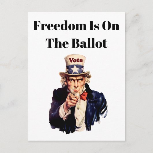 Die Freiheit steht 2026 an der Wahl Postkarte (Vorderseite)