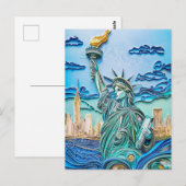 Die Freiheitsstatue bei Sonnenuntergang bezwingen Postkarte (Vorne/Hinten)