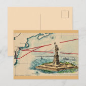 Die Freiheitsstatue der Vintagen Postkarte (Vorne/Hinten)