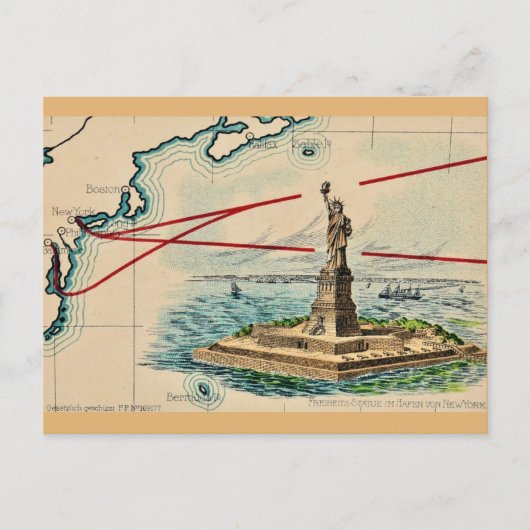 Die Freiheitsstatue der Vintagen Postkarte (Vorderseite)