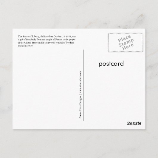 Die Freiheitsstatue Postkarte (Rückseite)
