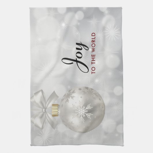 Die Freude am Welt Elegant Silver Christmas Ball Geschirrtuch (Vertikal)