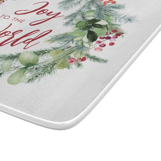 Die Freude am Winter-Kranz der Weltwasserfarbe Schneidebrett (Ecke)