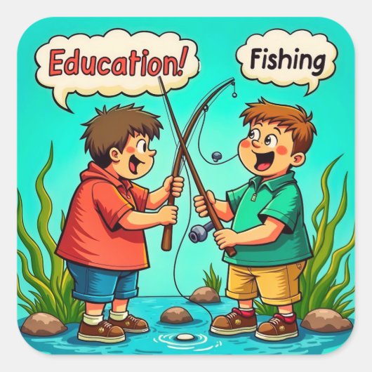 Die Freude an Bildung und Freundschaft Quadratischer Aufkleber (Vorderseite)