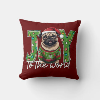 Die Freude an der Weihnachtsfeier des Mops Kissen