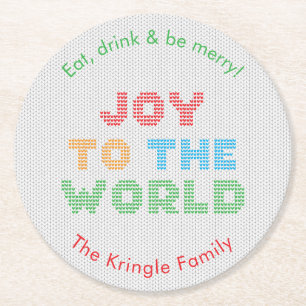 Die Freude an der Weihnachtszeit der Typografie Runder Pappuntersetzer