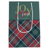 Die Freude an der Welt Typografie Rustikale Karier Mittlere Geschenktüte (Rückseite)