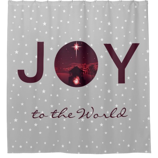 Die Freude an der Weltkrippe Duschvorhang (Vorderseite)