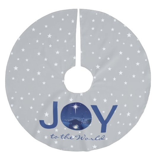 Die Freude an der Weltkrippe Polyester Weihnachtsbaumdecke (Vorderseite)