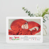 Die Freude an unserem Weihnachtsfest im Foto Gebur Einladung (Stehend Vorderseite)