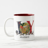 Die Freude an Weihnachten der Weltkrippe Zweifarbige Tasse (Links)