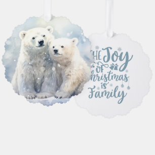Die Freude an Weihnachten ist Familie Eisbär und J Ornament Karte