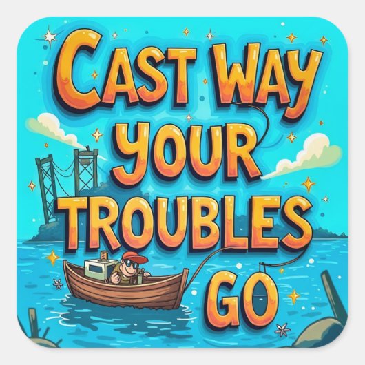 Die Freude des Fischens Quadratischer Aufkleber (Vorderseite)