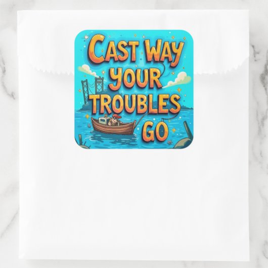 Die Freude des Fischens Quadratischer Aufkleber (Tasche)