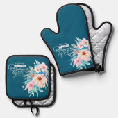 Die Freude des Herrn blühend Ofenhandschuh & Topflappen-Set (Vorderseite/Rückseite)