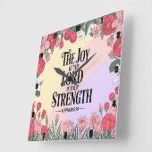 Die Freude des Herrn ist deine Stärke Quadratische Wanduhr (Winkel)