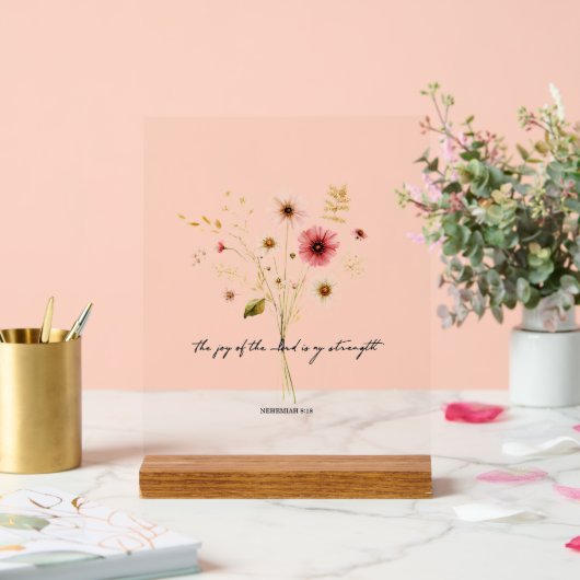 Die Freude des Herrn minimalistischen Blumen Acrylschild (Hochzeit)