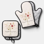 Die Freude des Herrn minimalistischen Blumen Ofenhandschuh & Topflappen-Set (Vorderseite/Rückseite)