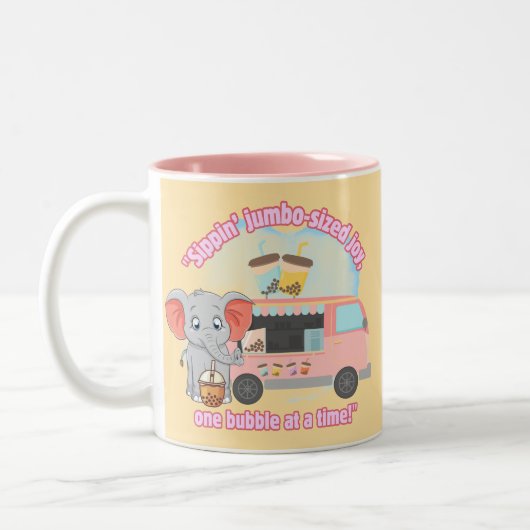 Die Freude im Jumbo, eine Blase zur Zeit Zweifarbige Tasse (Links)