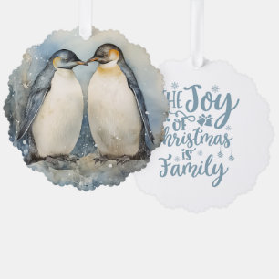 Die Freude von Weihnachten ist Familie Pinguine Ornament Karte