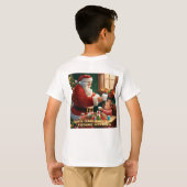 "Die freudige Börse: Weihnachtsmann und Kind T-Shirt (Schwarz voll)
