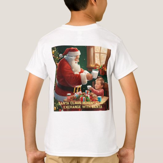 "Die freudige Börse: Weihnachtsmann und Kind T-Shirt (Rückseite)