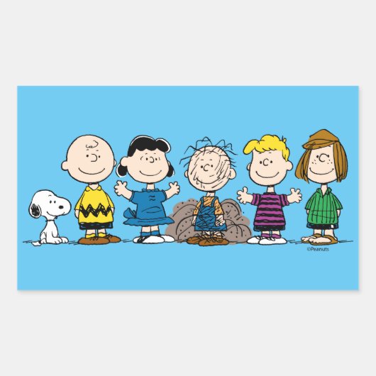 Die Freunde von Erdnüssen in einer Reihe Rechteckiger Aufkleber (Vorderseite)