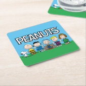 Die Freunde von Erdnüssen in einer Reihe Rechteckiger Pappuntersetzer (angewinkelt)