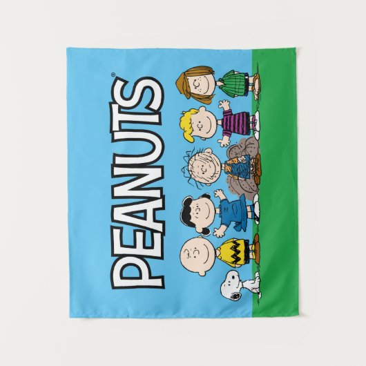 Die Freunde von Erdnüssen in einer Reihe Wandteppich (Vorderseite)