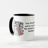 Die Freundschaft zwischen Schneemann, Hund und Kat Tasse (Vorderseite Links)