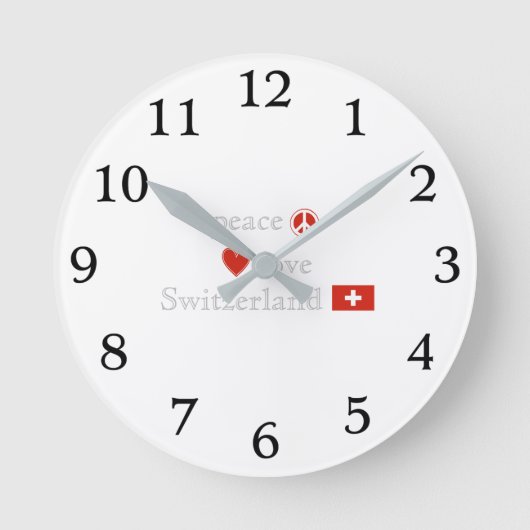 Die FriedensLiebe und -schweiz Runde Wanduhr (Vorderseite)