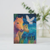 Die FriedensPonys und der Vogel Postkarte (Stehend Vorderseite)