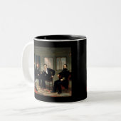 Die Friedensstifter mit Abraham Lincoln Zweifarbige Tasse (Vorderseite Links)