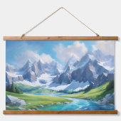 Die Friedliche Natur der Berge Wandteppich Mit Holzrahmen (Vorne)