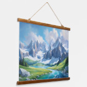 Die Friedliche Natur der Berge Wandteppich Mit Holzrahmen (Gewinkelt)