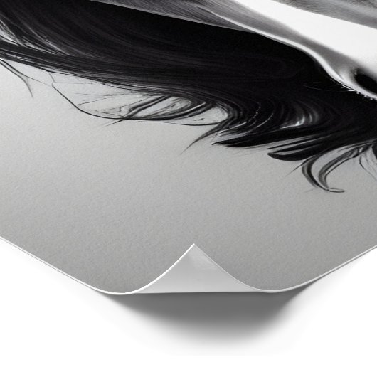 Die Friesian Black & White Digital Portrait Print Poster (Ecke)