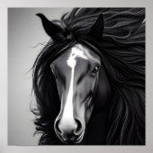 Die Friesian Black & White Digital Portrait Print Poster (Vorne)