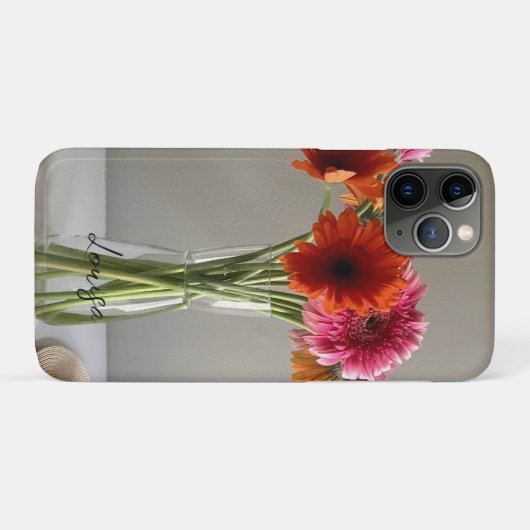 Die fröhliche Gerbera Blume + Individuelle Name Case-Mate iPhone Hülle (Rückseite (Horizontal))
