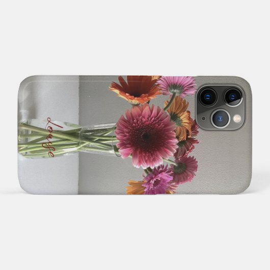 Die fröhliche Gerbera Blume + Individuelle Name Case-Mate iPhone Hülle (Rückseite (Horizontal))