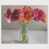 Die fröhliche Gerbera Blume + Individuelle Name Geschenkpapier (Flach)