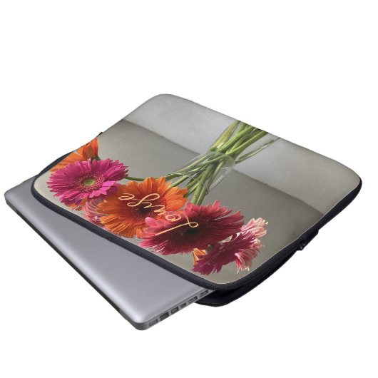 Die fröhliche Gerbera Blume + Individuelle Name Laptopschutzhülle (Vorne Knopf)