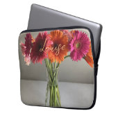 Die fröhliche Gerbera Blume + Individuelle Name Laptopschutzhülle (Vorderseite Links)