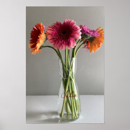 Die fröhliche Gerbera Blume + Individuelle Name Poster