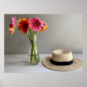 Die fröhliche Gerbera Blume + Individuelle Name Poster